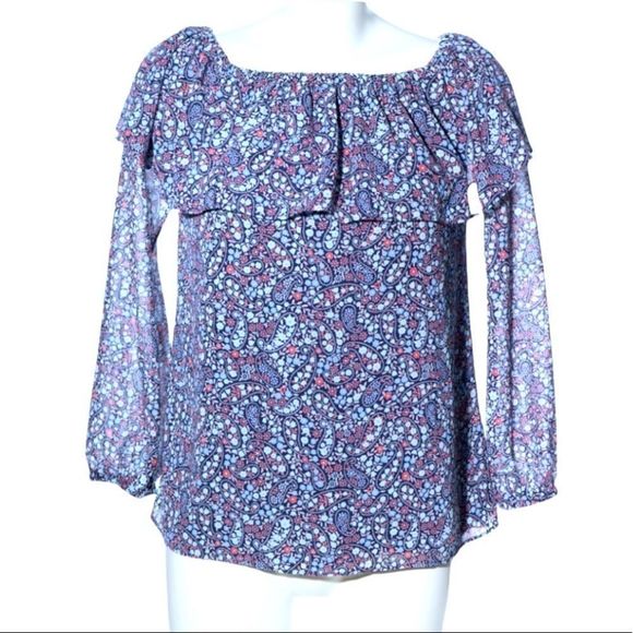 MICHAEL KORS Floral Paisley Ruffle Blouse - Picture 1 of 12